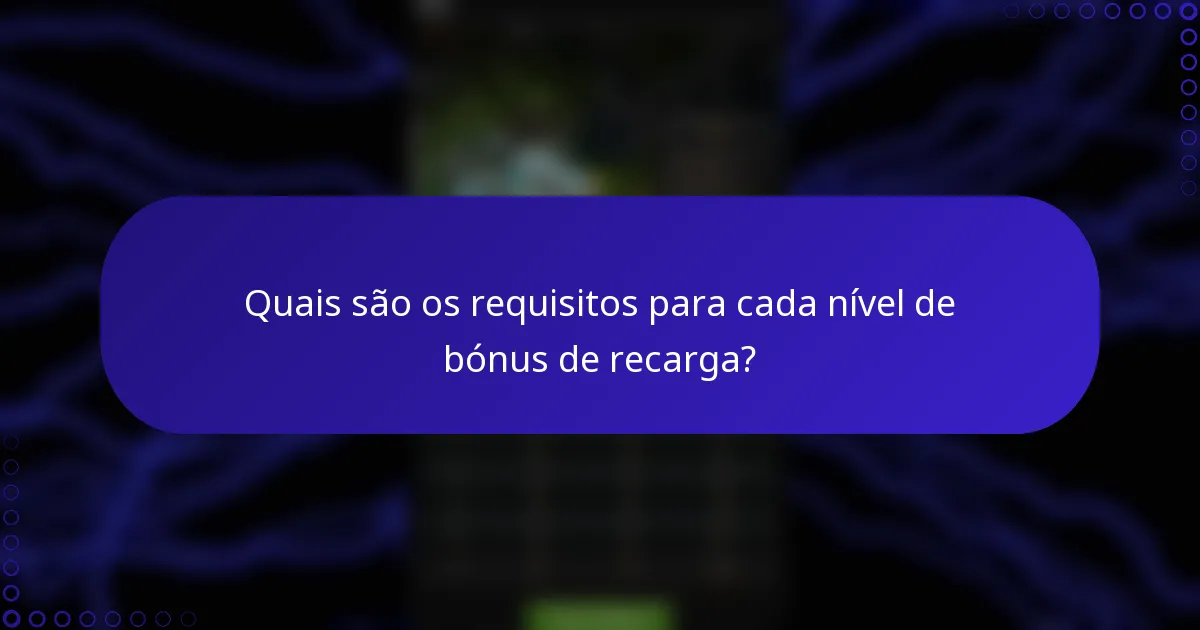 Quais são os requisitos para cada nível de bónus de recarga?