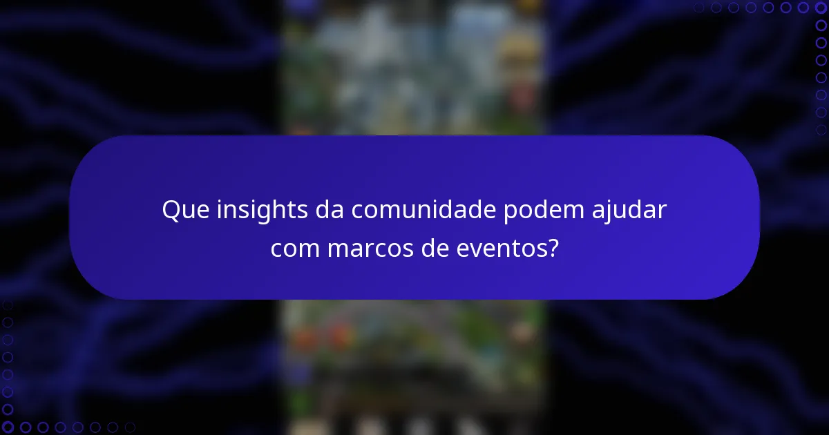 Que insights da comunidade podem ajudar com marcos de eventos?