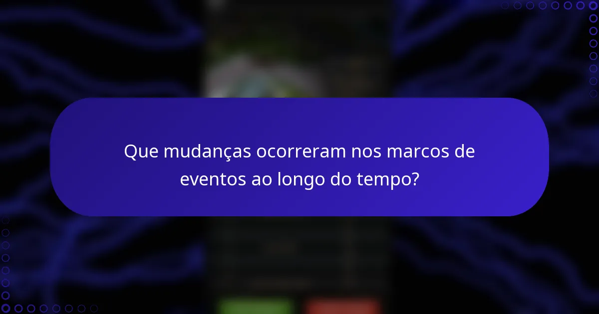 Que mudanças ocorreram nos marcos de eventos ao longo do tempo?